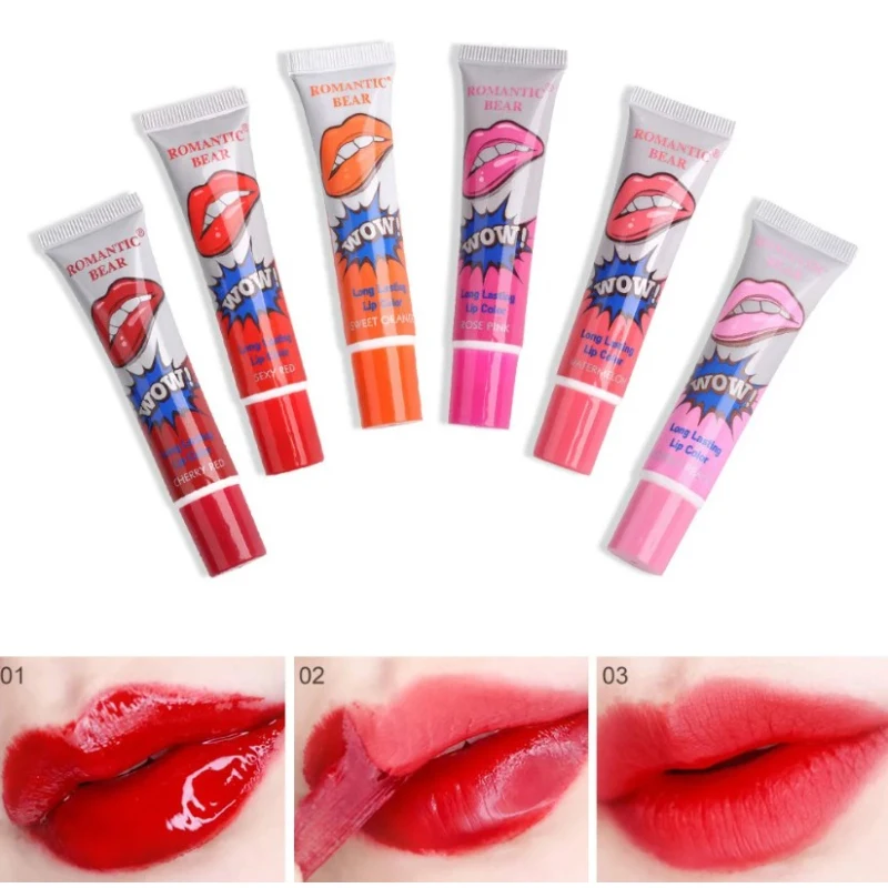 Afpellen Sexy Vloeibare Lippenstift Langdurige Lipgloss Masker Basis Waterdichte Vochtinbrengende Crème Make-Up Peel Van Cosmetica 6 Kleuren