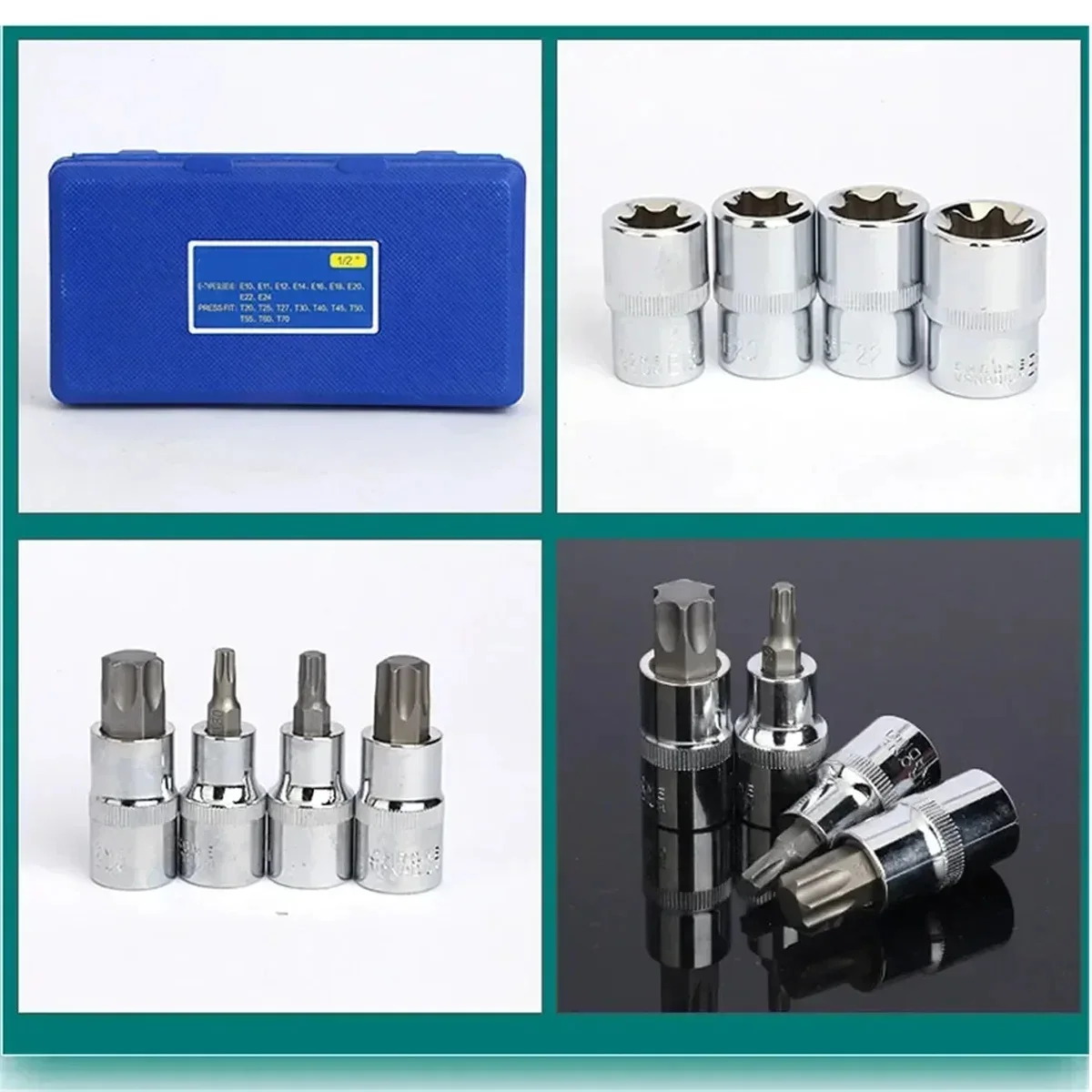 

34 шт., набор торцевых бит Torx и насадок E-Torx Star, 1/2 дюйма, 1/4 дюйма, 3/8 дюйма, насадки «папа/мама», насадки для электронной безопасности, ручные гаечные ключи, инструмент для ремонта