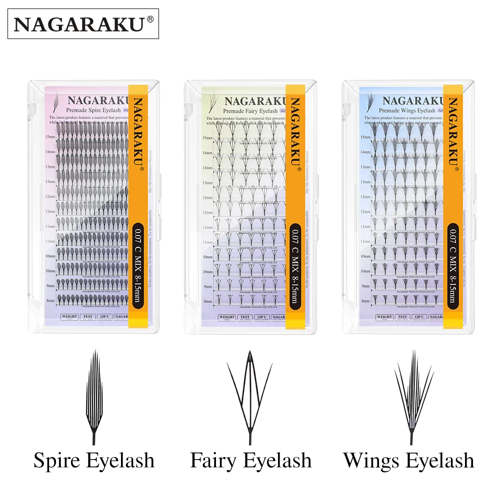 NAGARAKU готовые шпилевые ресницы манга крыло ресницы аниме светлый шлейф развевающиеся наращивание ресниц комикс шип мокрый набор ресниц