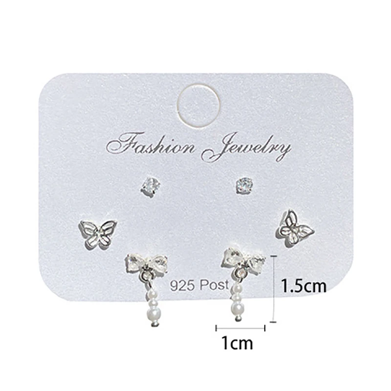 6Pcs/set Fashion Crystal Bowknot Stud Earrings For Women Sweet Temperament Zircon Butterfly Earring Jewelry Accessories Gift