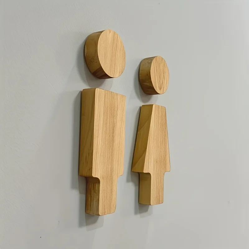 2PCS Wooden Bathroom Sign for Men's and Women's Restroom Doors Suitable for Home and Office, Bathroom Accessories - view 2