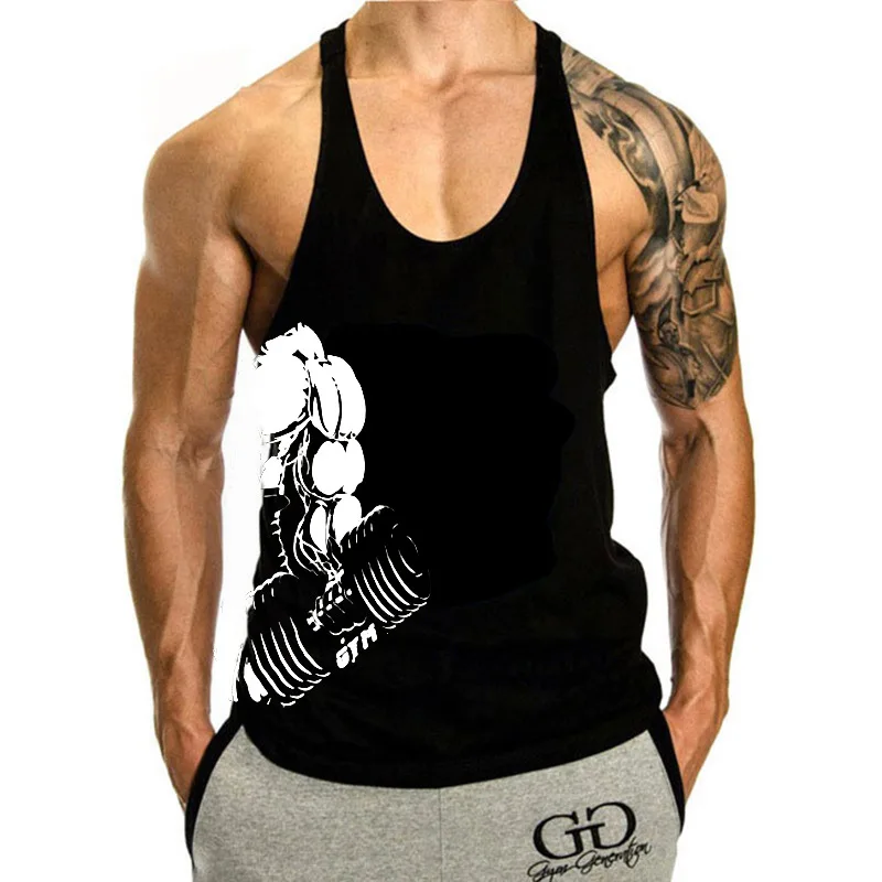 Cotton Tank Top Men Fitness Gym Clothing Mens Bodybuilding Tank Tops Summer Basic Workout Vests Sleeveless Vest Shirts Fashion