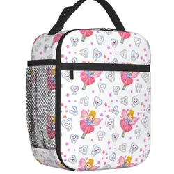 Tooth Fairy dentista Cartoon Thermal Insulated Lunch Bag Happy Teeth Magic Stars White Pattern Lunch Container Storage Food Box