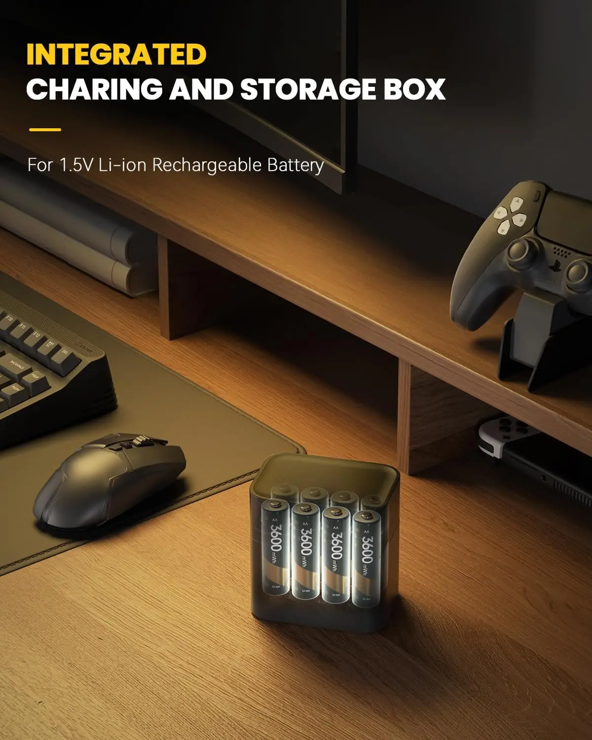 

Smart Charging Compartment 8-Slot 1.5V AA/AAA Lithium Battery Smart Charging Case – Fast Charging Battery Charger Set（No Battery