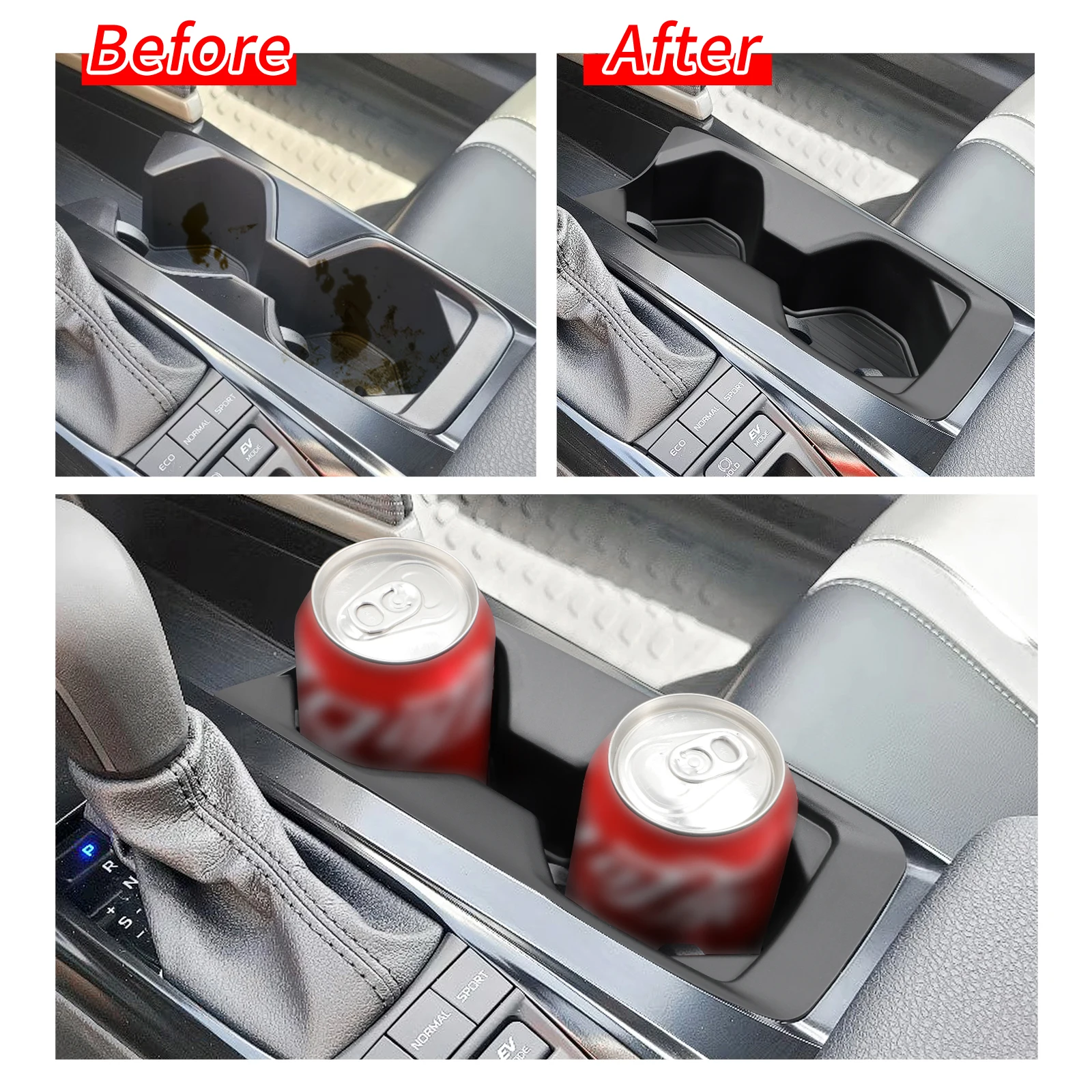 for Toyota Camry US Version 2024 2025 Cup Holder Center Console Storage Box TPE Shock-Absorbing Central Cup Tray Tidying