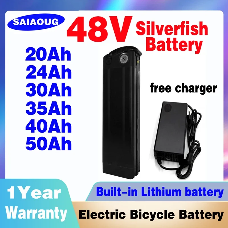 E-bike Battery Pack 48V 50Ah For Silver Fish Lithim ion Batteria For CMACEWHEEL KS26 Y20 GW20 Folding Fat Tire Bicycle 1+Charger