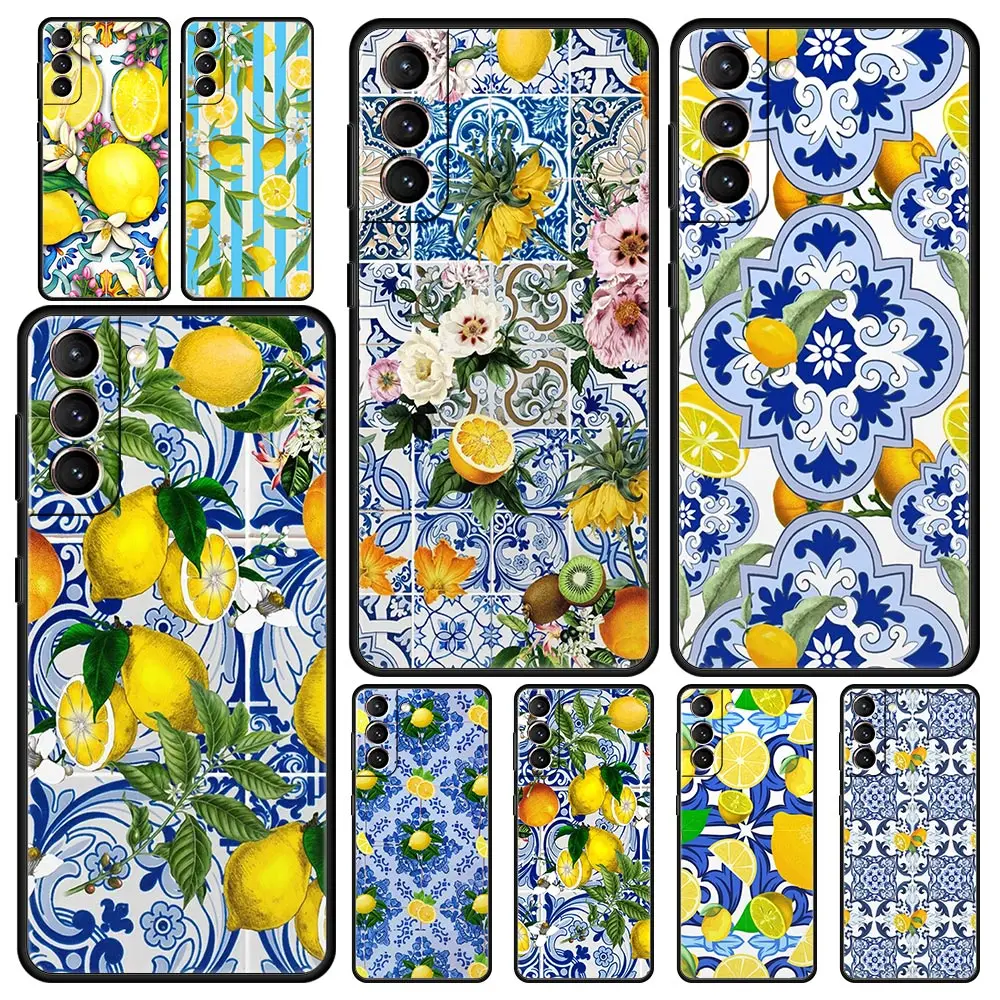 Mediterranean Lemon Soft Phone Case For Samsung Galaxy S24 S23 S22 S20 Ultra S21 FE 5G S10 S9 Plus S10E S8 20 Silicone Cover