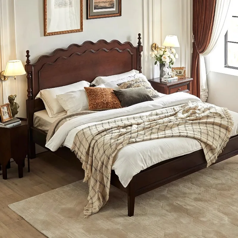 

Solid wood bed French retro premium Leia bed double bed