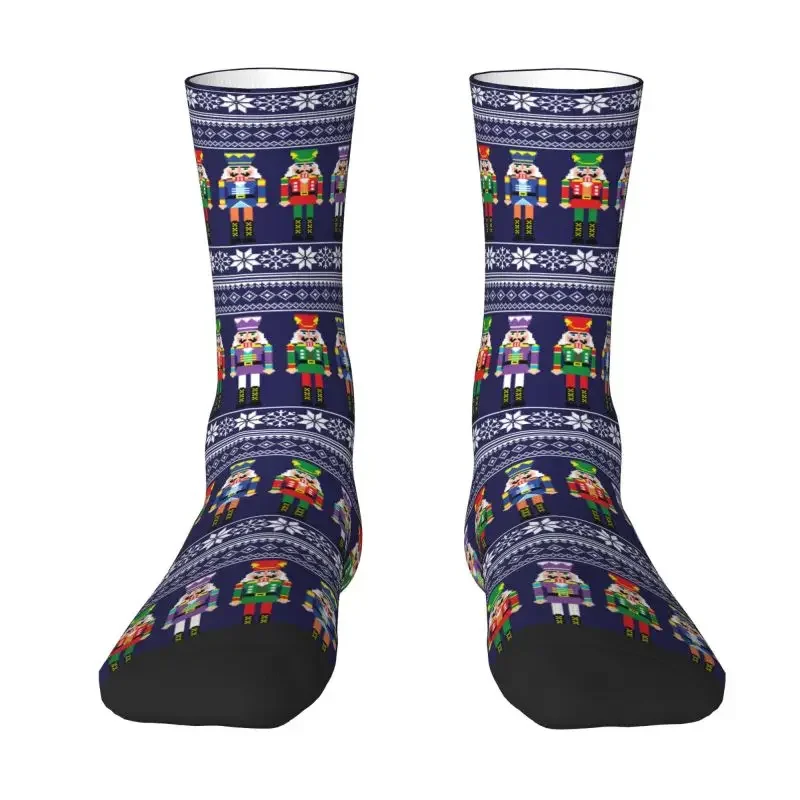 Fashion Printed Nutcracker Socks for Men Women Stretch Summer Autumn Winter Christmas Nutcrackers Toy Soldier Crazy Crew Socks