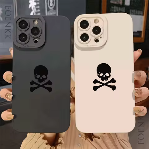 Phone Case For Samsung Galaxy S25 S24 S23 S22 S21 S20 Note 10 20 Lite Ultra Plus FE 5G Black Skull Lens Protective Phone Cover