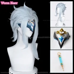 Game  Cosplay Fatui Doctor II Dottore Cosplay Wig 50cm Long Light Blue Wig Heat Resistant Synthetic Hair + Wig Cap