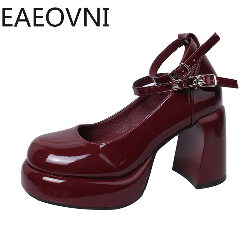 Platform Women Pumps Shoes Fashion Cross Strap Ladies Shallow Dress Mary Jane Shoes Female Elegant High Heel Footwear