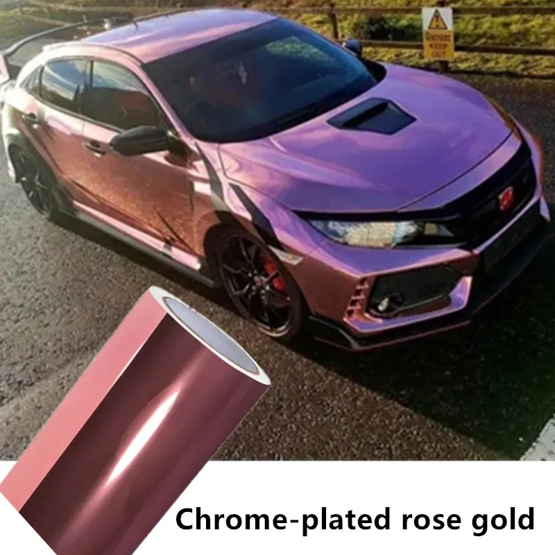 

Chrome-plated rose gold chrome Vinyl Wrap Car Wrap Styling chromium vinyl bubble free stretching low initial tack adhesive