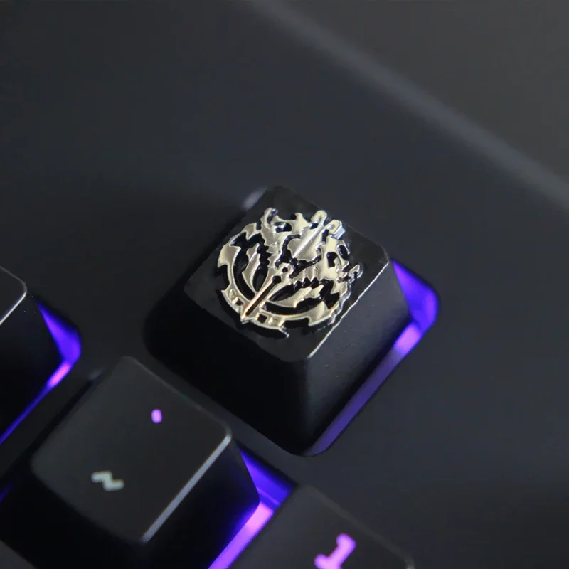 

KeyStone Keycap 1 шт. OverLord тема из алюминиевого сплава, металлические механические клавиатуры, колпачки для клавиш R4, высота для оси Cherry MX