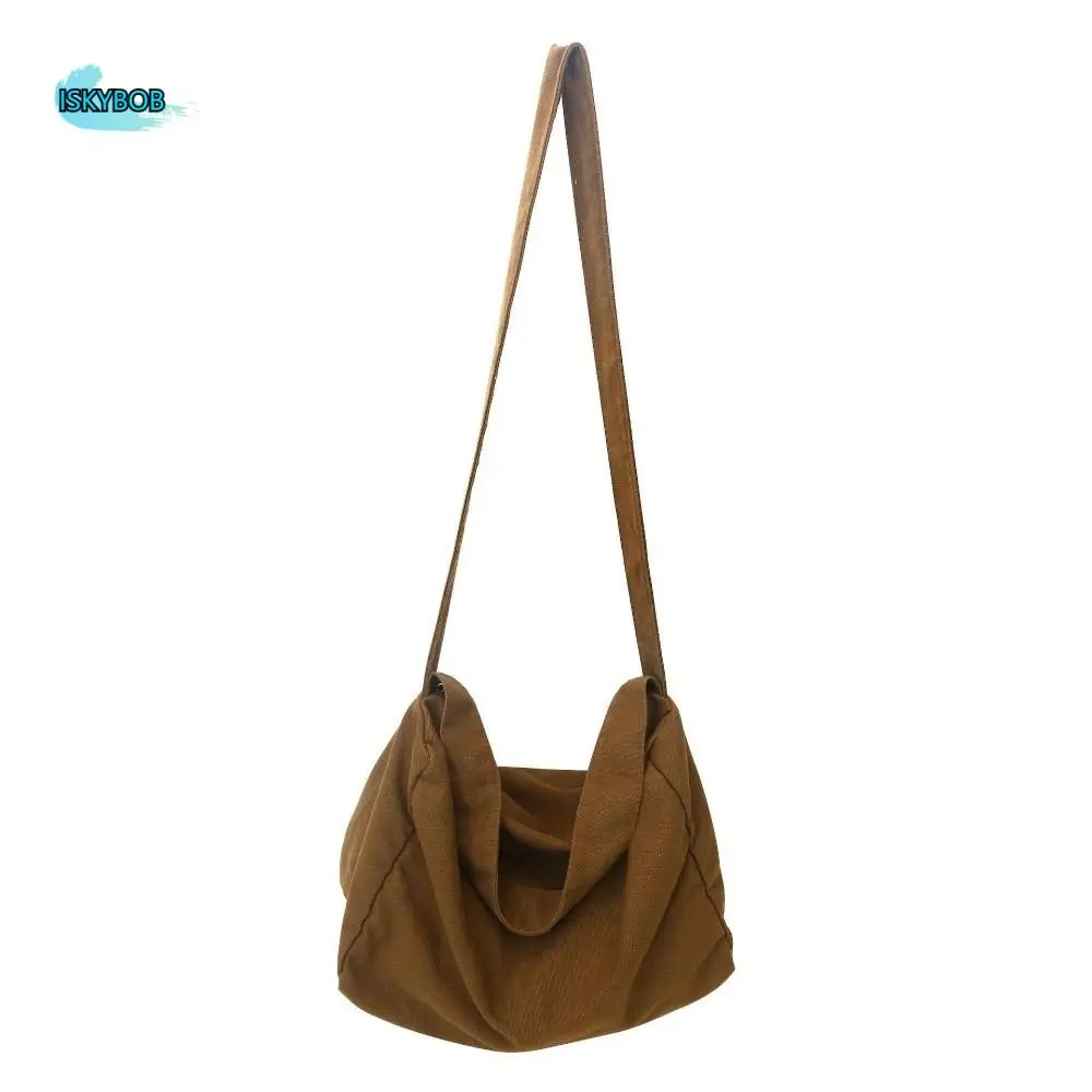 

Large Capacity Canvas Crossbody Bag Japanese Style Phone Pouch Student Shoulder Bag Canvas Pure Color Messenger Bag