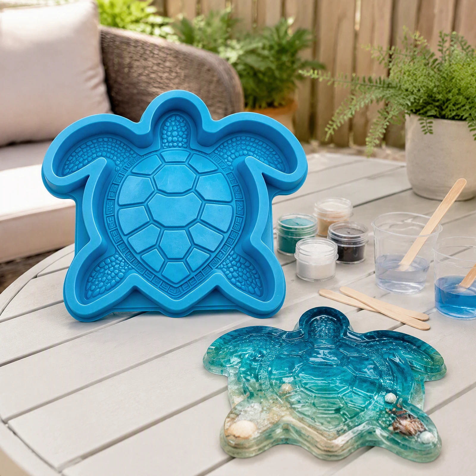 DIY Concrete Tile Mould Ocean Wave Shell Pattern Reusable Silicone Garden Art Stepping Stone Maker 38x38cm