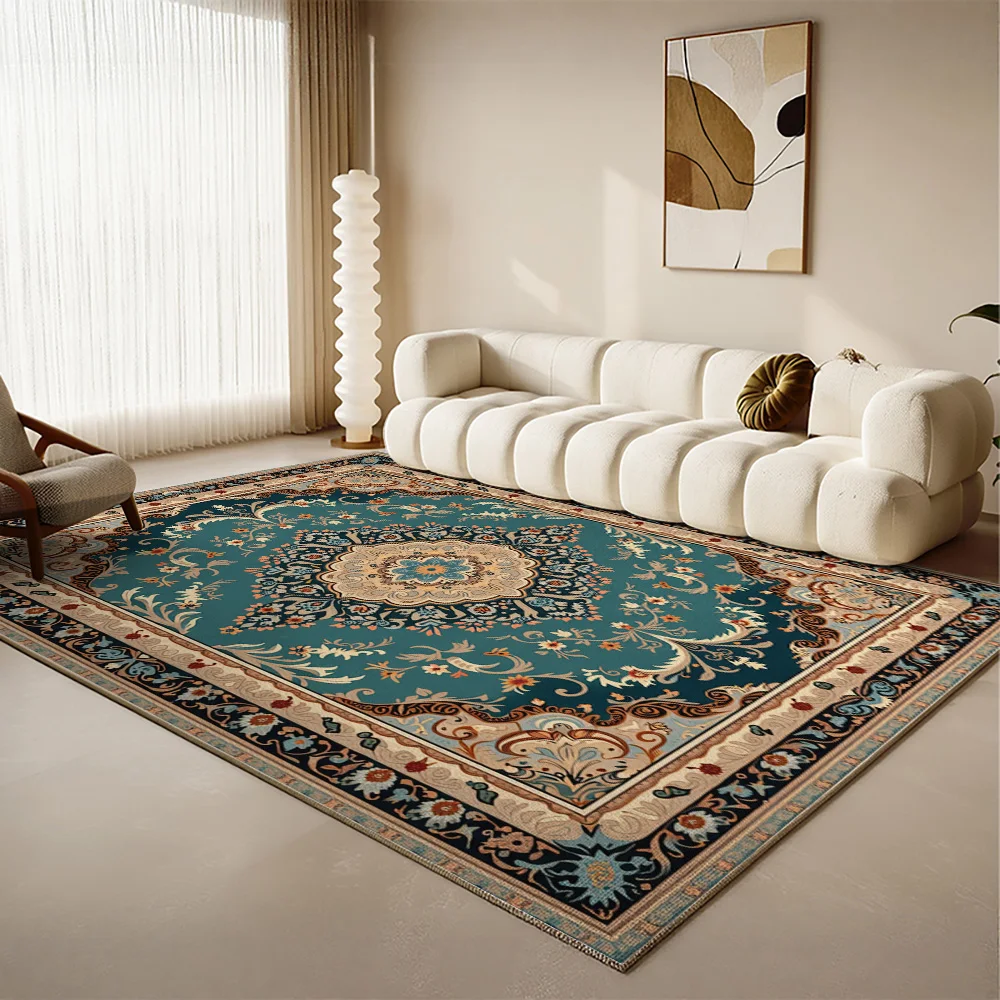 

Vintage Light Living Room Carpet Persia Machine Washable Decoration Coffee Tables Bedroom Rug Plush Mat