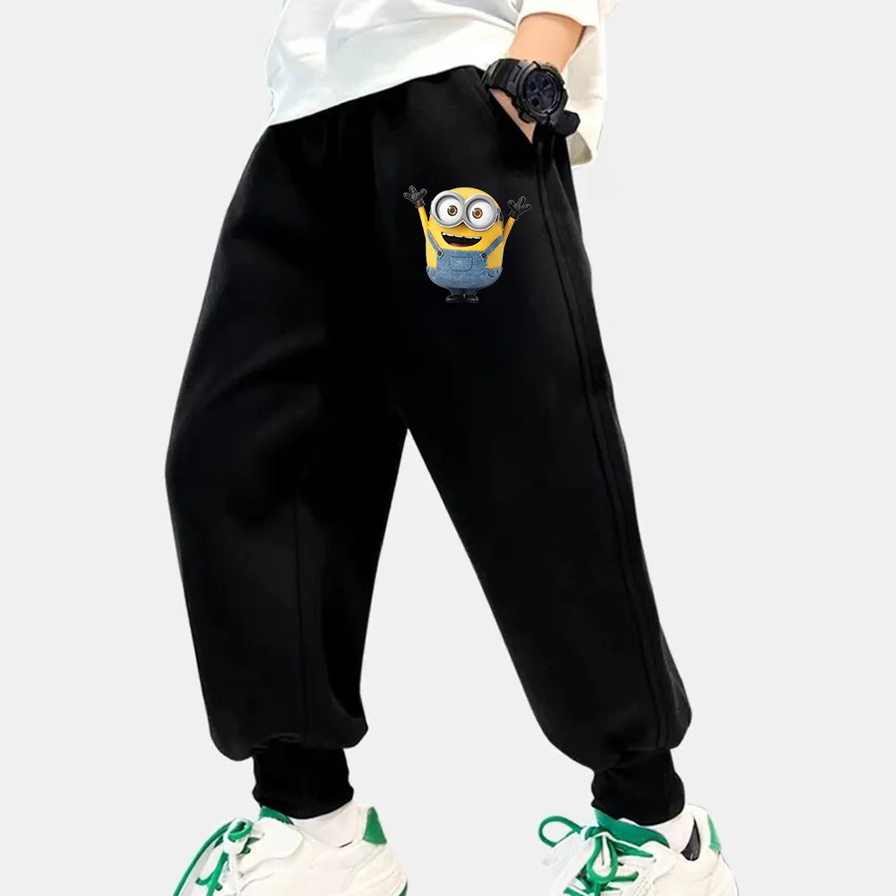 Cartoon Minions Disney Autumn Youth Outdoor Leisure Boys Polyester Clothes Running Pants Fashion Neutral Children's Sports Pants