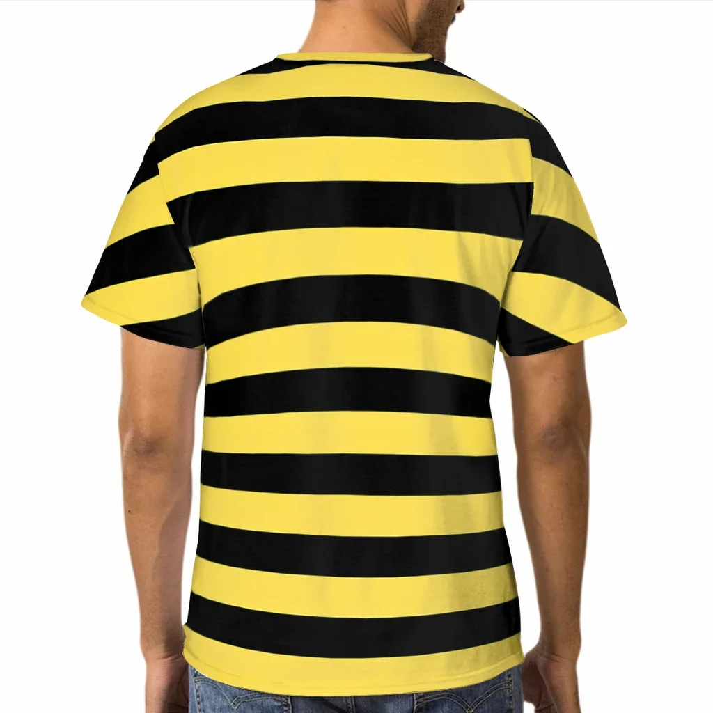 Black Yellow Striped Bee T-Shirt for Men Women Casual Crew Neck Short Sleeve Funny Aesthetic Streetwear Unisex Loose Summer Top