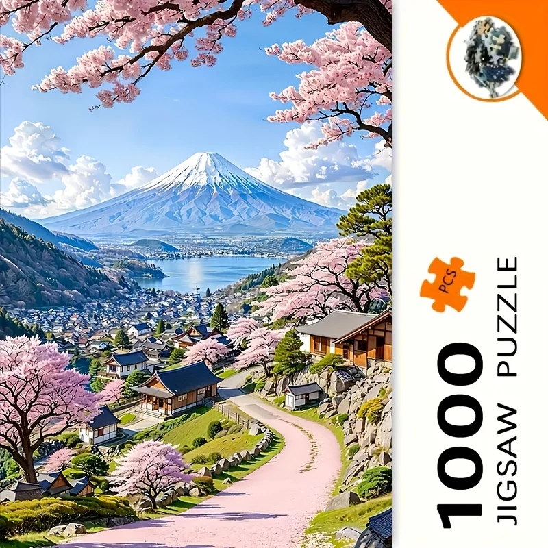 500/1000/1200/2000PCS Jigsaw Puzzle Mount Fuji Cherry Blossom Spring Scene For Adults Great Weekend Relaxation And Family Fun