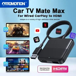 OTTOMOTION Car TV Mate Wired to Wireless CarPlay Adapter Android Auto HDMI Multimedia Video Converter for TV Sticks Game Box