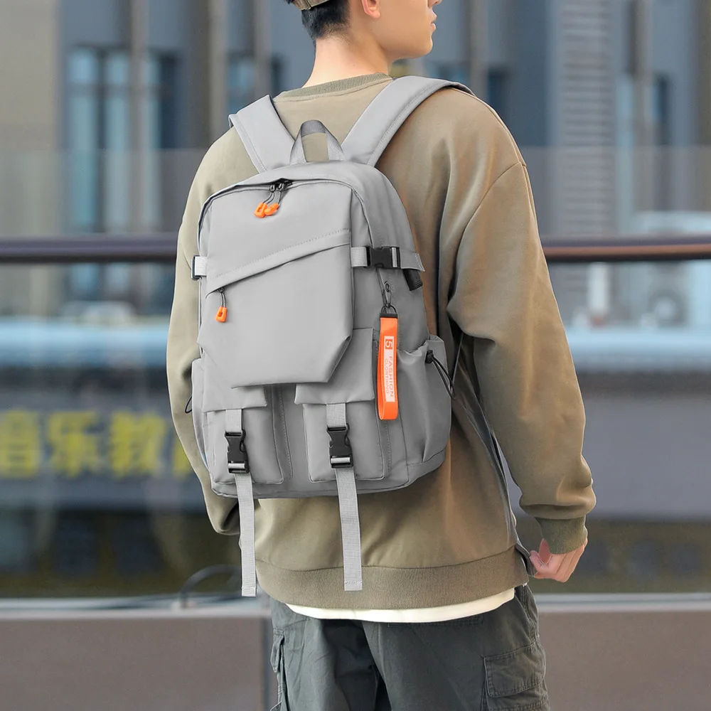 Waterproof polyester multi-functional backpack, men's large-capacity travel backpack, student multi-pocket schoolbag