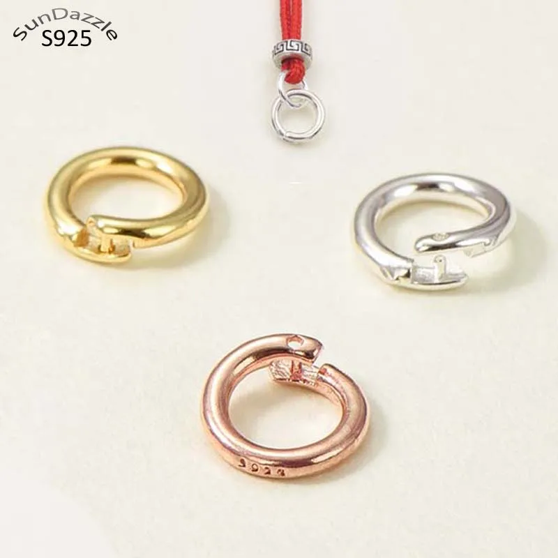 2pcs Real Pure Solid 925 Sterling Silver Open Jump Rings Split Ring 18k Gold Locked Key Chain Connector Jewelry Making Findings