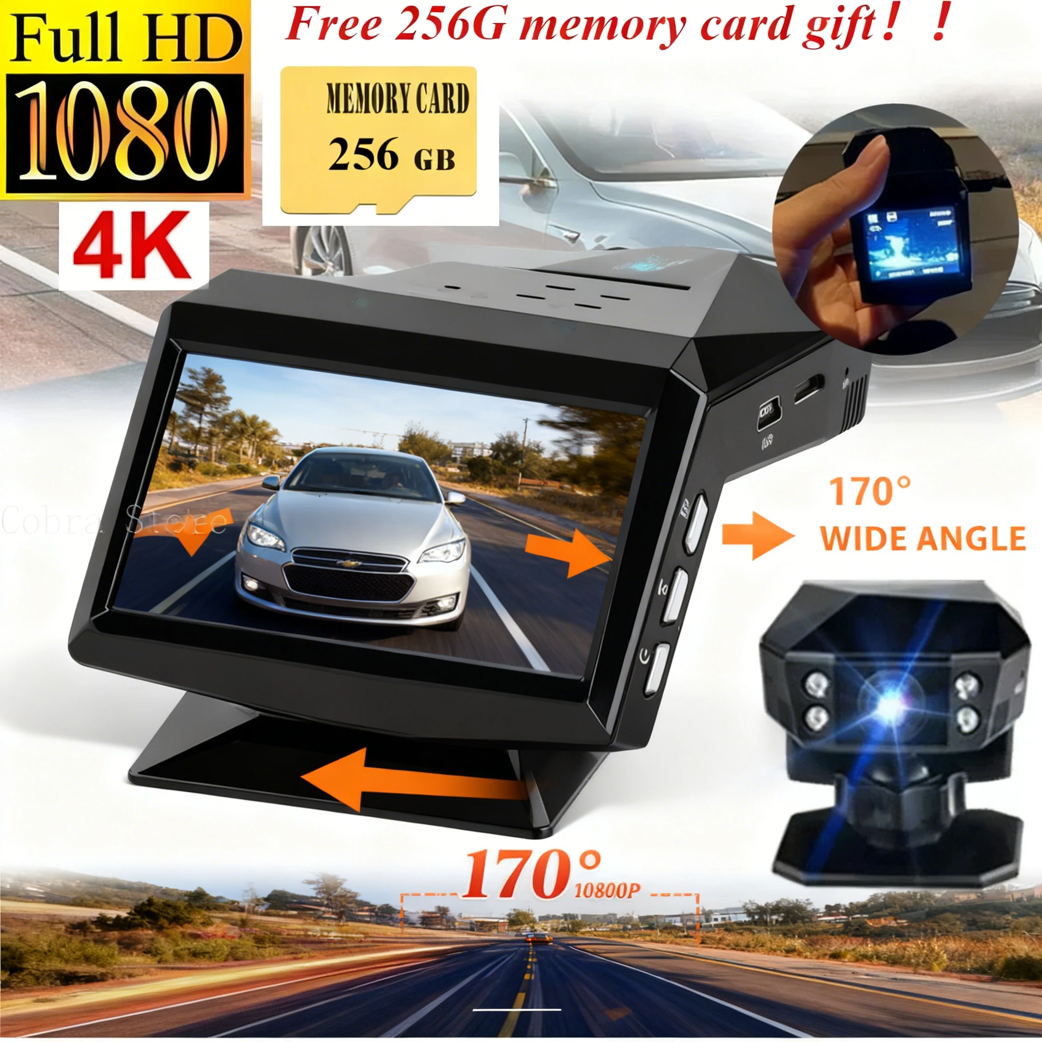 4k HD Car DVR Dash Cam 1080P Video Recorder Free 256G memory card gift 170 Angle Night Vision Car Recorders Cycle Recording Dash