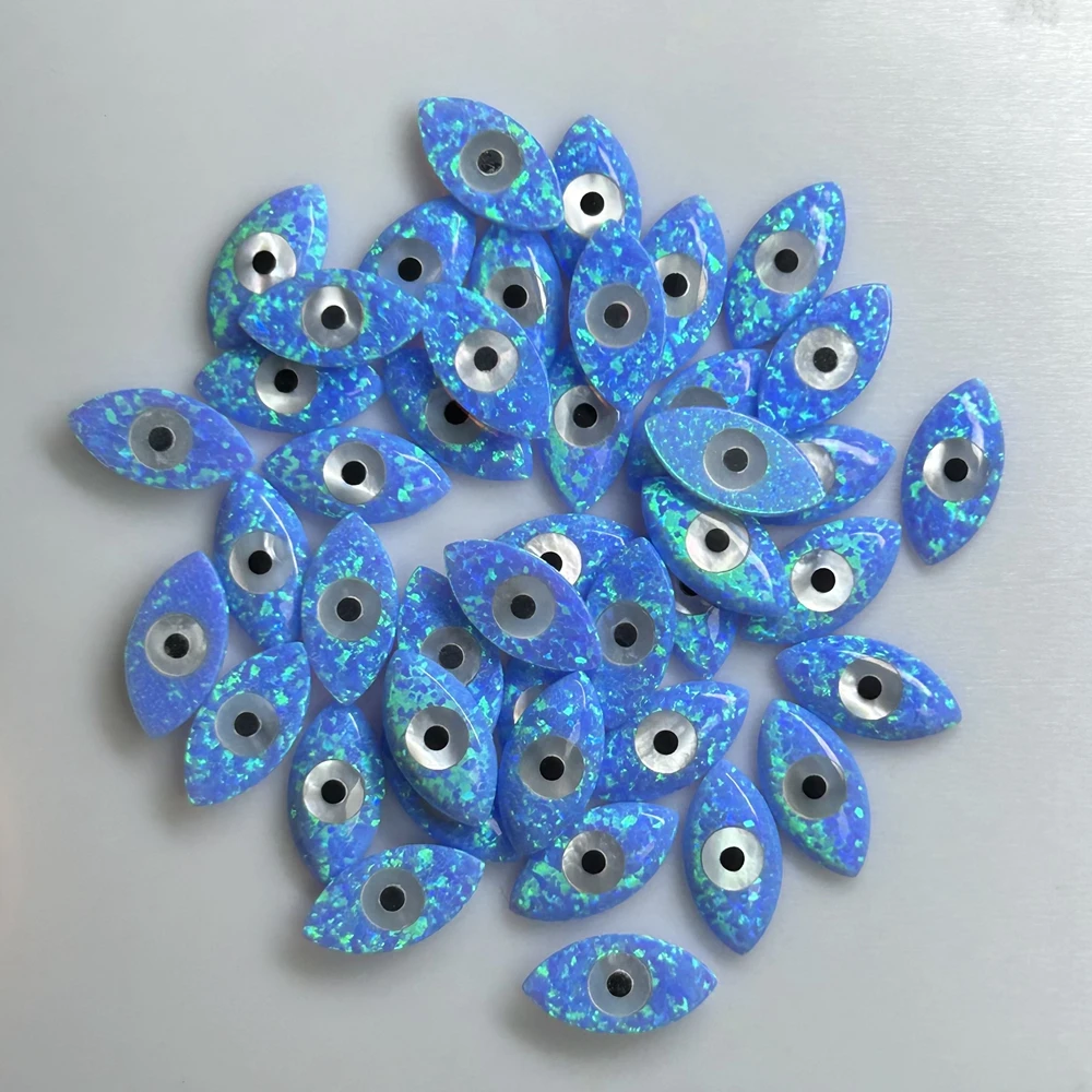 4X8 5X10 6X12 7x14 8X16mm Marquise Flatback Cabochon Eye Stone OP06 Blue Synthetic Opal