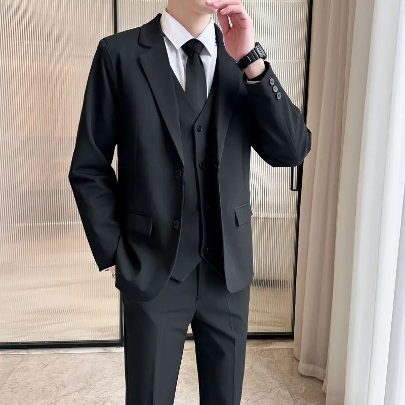 

Slim Fit Wedding Suit Set for Men Busin Formal Korean Sle omsmen Attire Polyester Fiber Stand Busin Gentleman