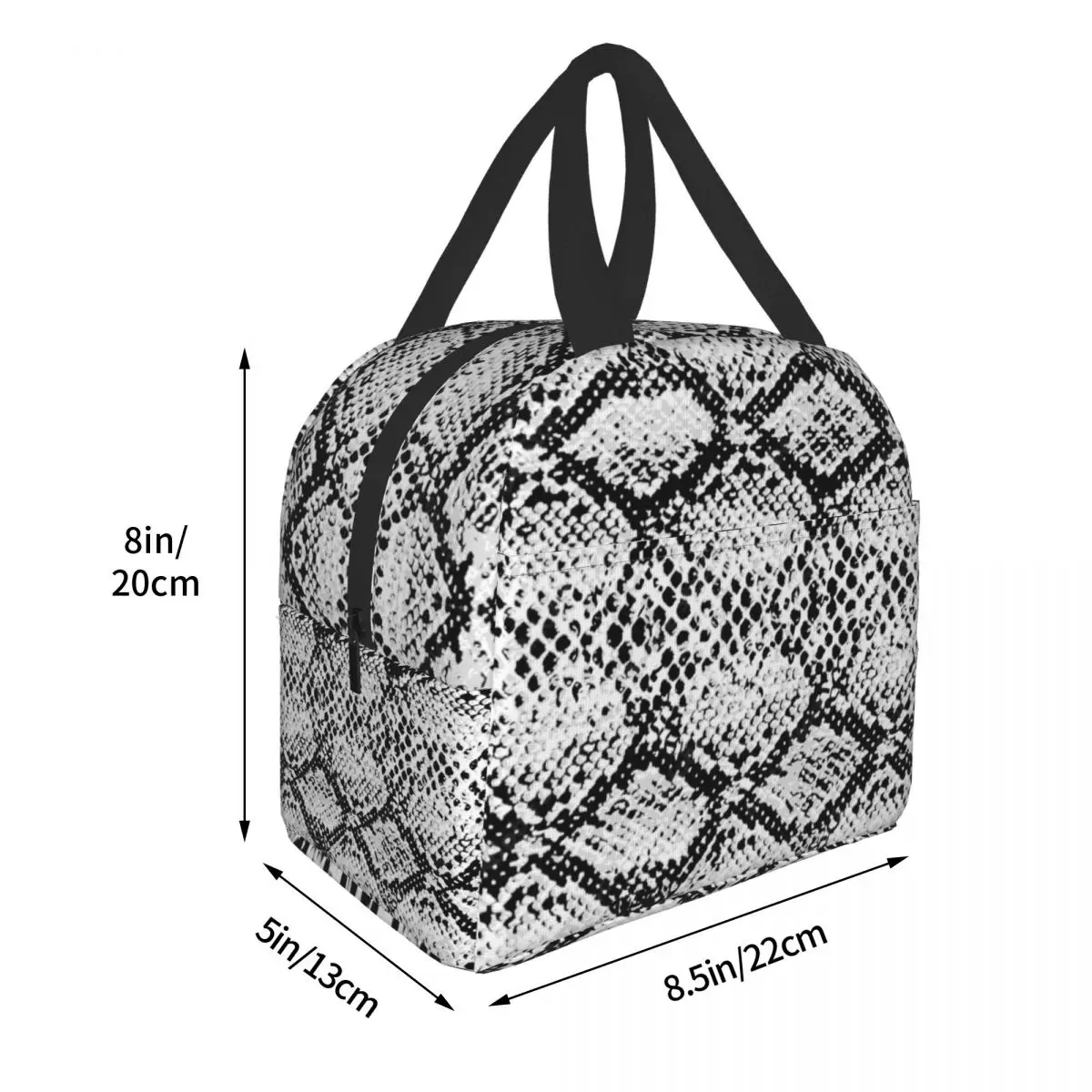 جلد الثعبان الملمس معزول حقائب الغداء للنساء جلد الثعبان طباعة المحمولة برودة الغذاء الحراري صندوق الغداء مدرسة السفر نزهة