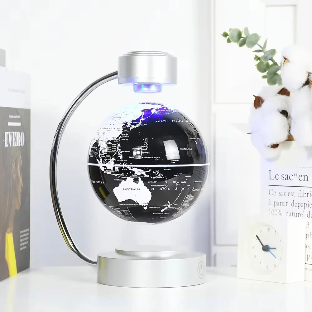 Magnetic Levitation Globe with LED Light, Floating World Map Lamp for Home Office Desk, Tech Gift for Students