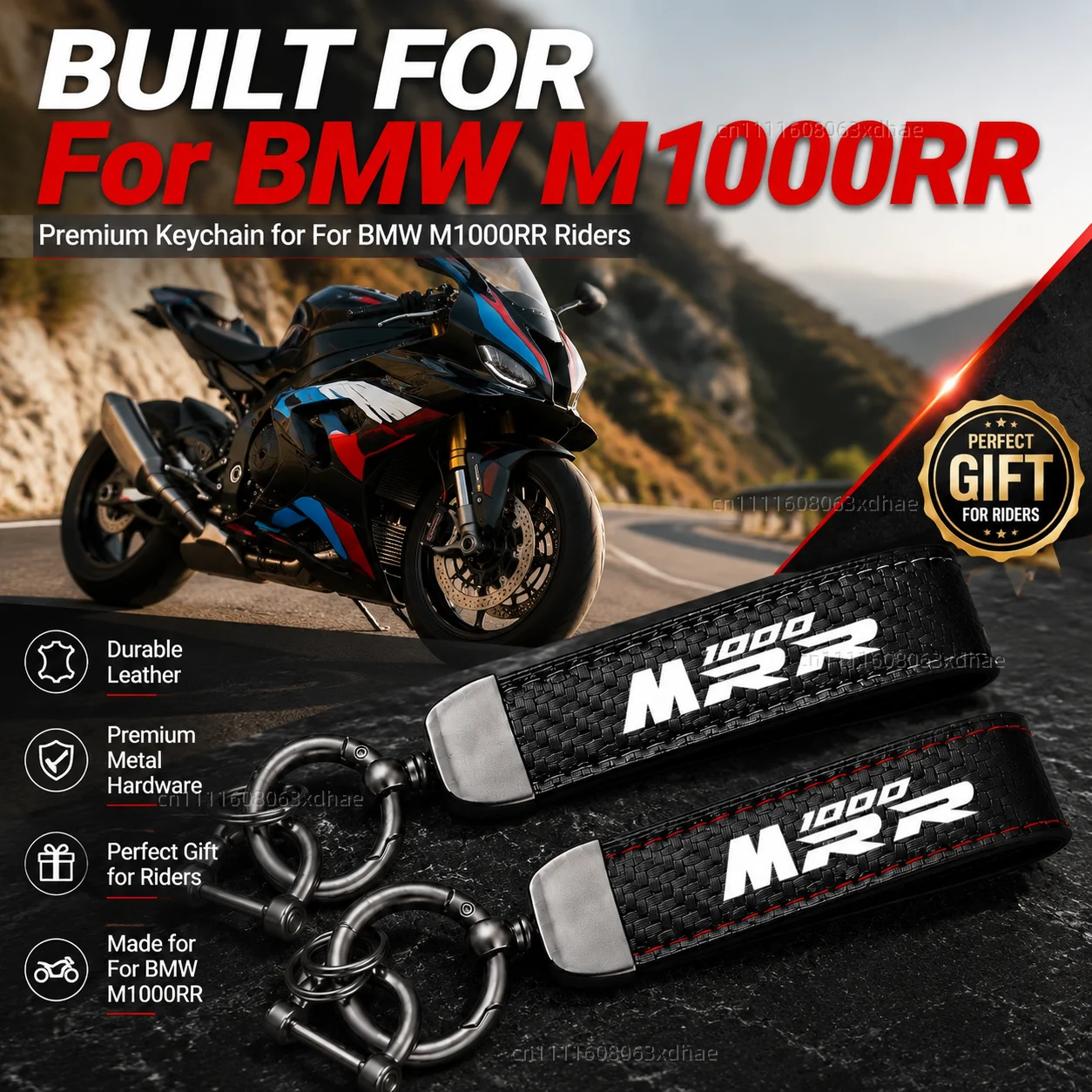 High-Grade Leather Motorcycle Keychain Holder Keyring Accessories For BMW M1000RR M 1000 RR 2019-2025