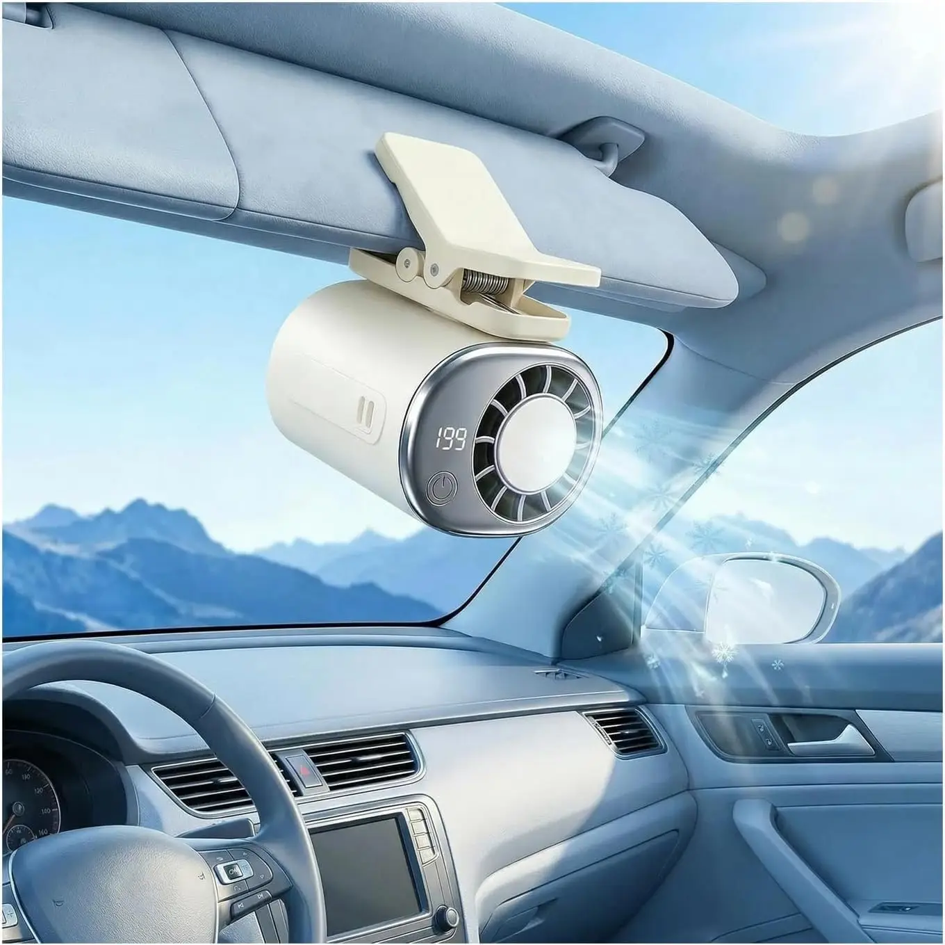 Car Air Conditioner Clip Fan with Semi-Cooling Technology,2026 New USB Rechargeable Portable Fan,Mini Fan,Hands-Free Clip on Fan