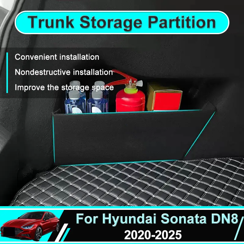 For Hyundai Sonata DN8 2020~2025 Car Trunk Storage Partition Box Side Storage Auto Part Interior Accessories Tools Rear Sorting