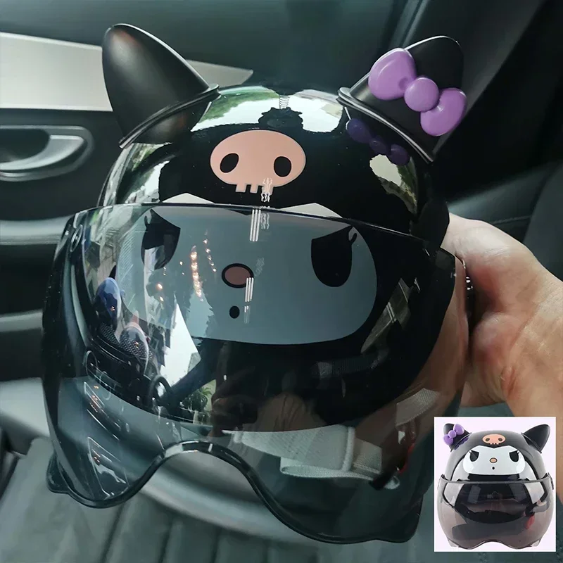 

Sanrio Safety Helmet Cartoon Cute Kuromi Helmets Electric Car Women'S 3c Certification Half Helmet Cute Children'S Adult Helmets