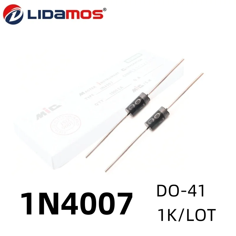 2000PCS 1N4007 Rectifier Diode DO-41 1A 1000V IN4007 DIP Silicon Electronic Components Bulk Lot