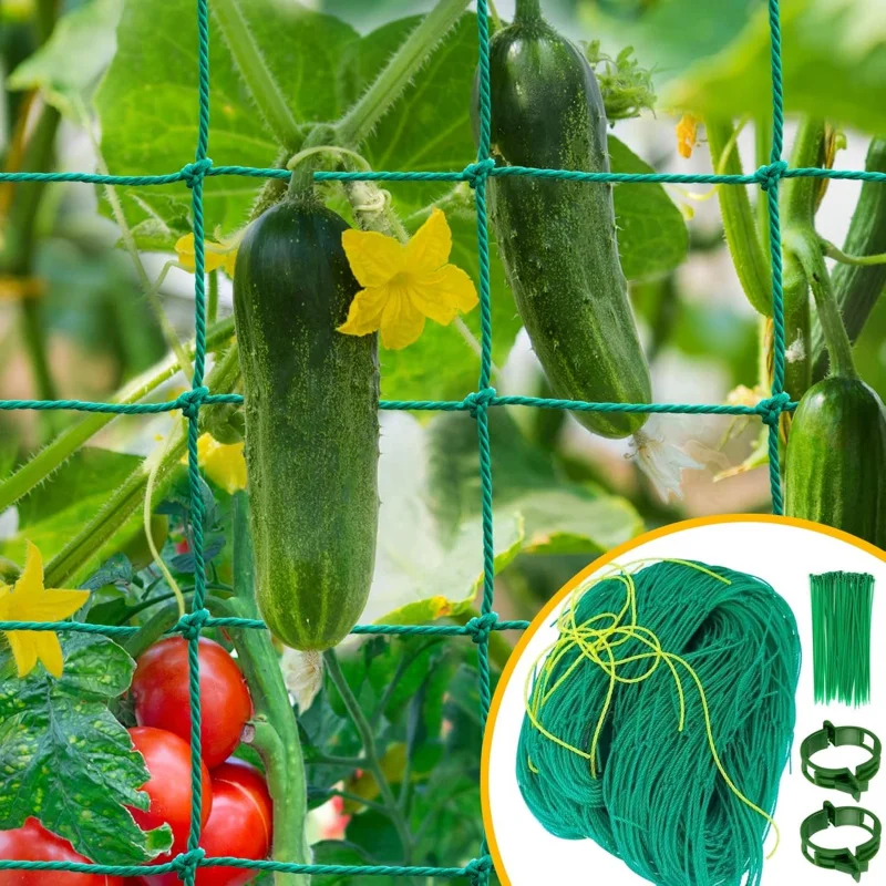 Outdoor Garden Trellis Net with Fixed Accessories for Climbing Plants Suitable for Cucumbers Tomatoes And Other Vining Vegetable