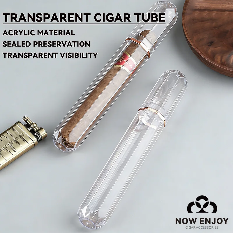 

Large-caliber portable travel cigar moisture-proof tube acrylic transparent cigar protection cover, cigar smoking accessory
