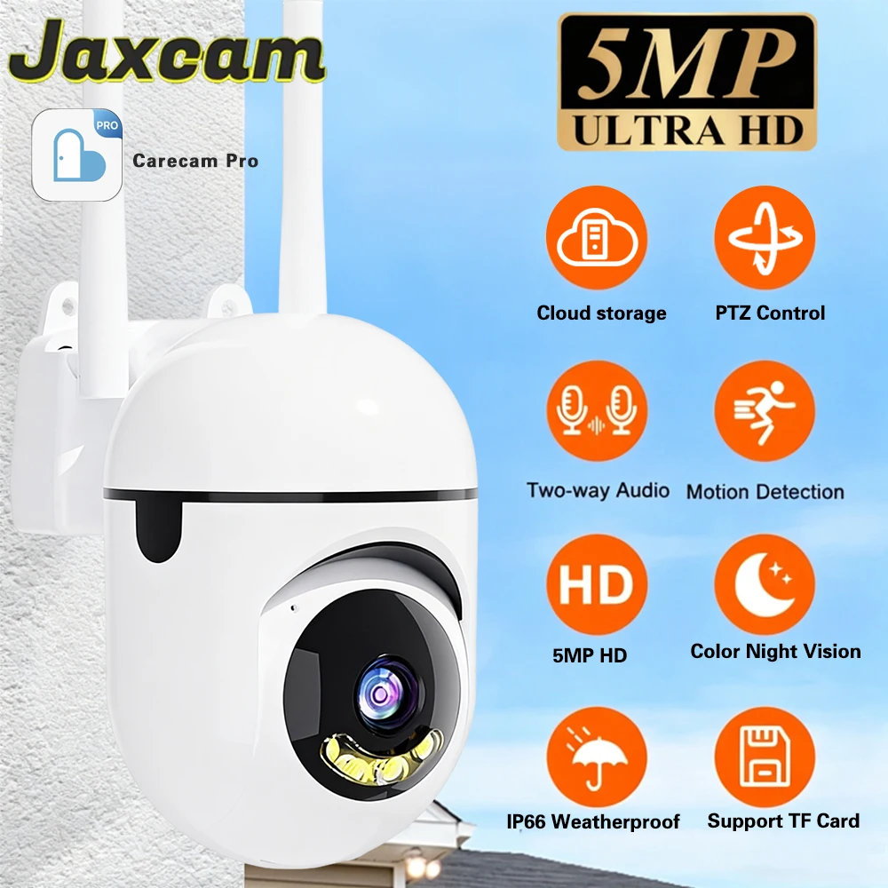 Mini 5MP Carecam Pro HD Camera 355° Surveillance Camera Night Vision Motion Detection Siren WiFi Remote Two-Way Audio Waterproo