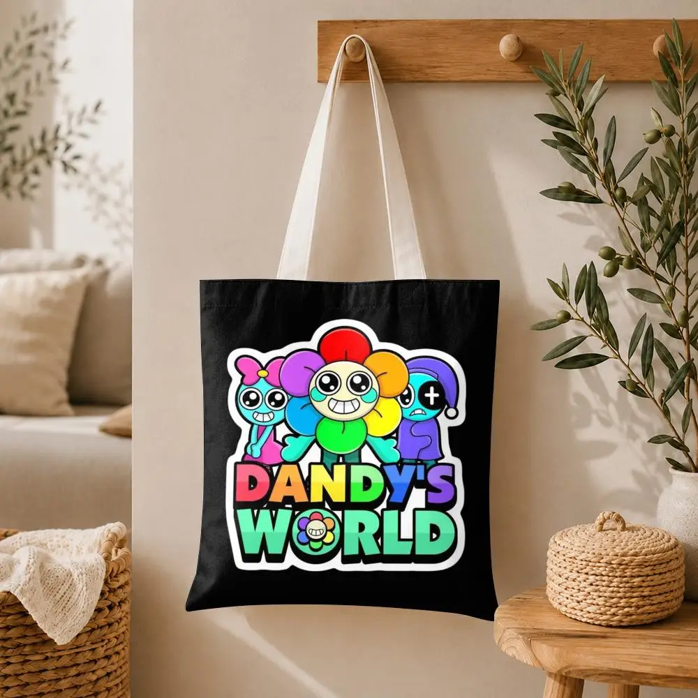 Anime D-Dandys Art W-World Storage Bags Large Capacity Canvas Tote Bag Double-Sided Print Shoulder Handbag for Daily Shopping