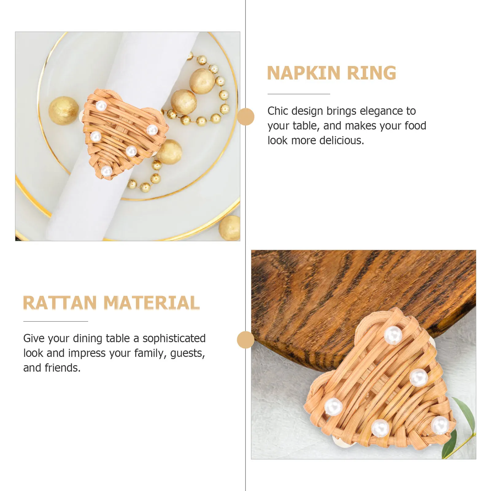 

6 Pcs Napkin Ring Housewarming Party Rings Valentine Holders Rattan for Table Everyday Heart Birthday Buckles Shape