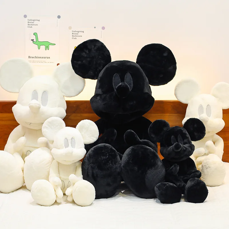 60/80cm Disney Large Black and White Mickey Plush Toy Dark Mickey Mouse Doll Girl Valentine's Day Gift Pillow