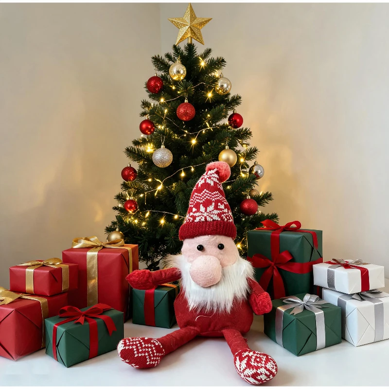 Weihnachtliche Sitzende Weihnachtsmann-Figur, Gestrickter Alter Mann, Ornament, Tischdekoration, Geschenk, Heimdekoration, Neujahrsparty-Requisite, Handgefertigt – Detail 5