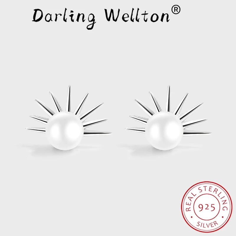 

NEW Trend Round Pearl Sunflower Stud Earrings For Womens Geometric Original Sterling S925 Silver Valentine's Day Gift Jewelry