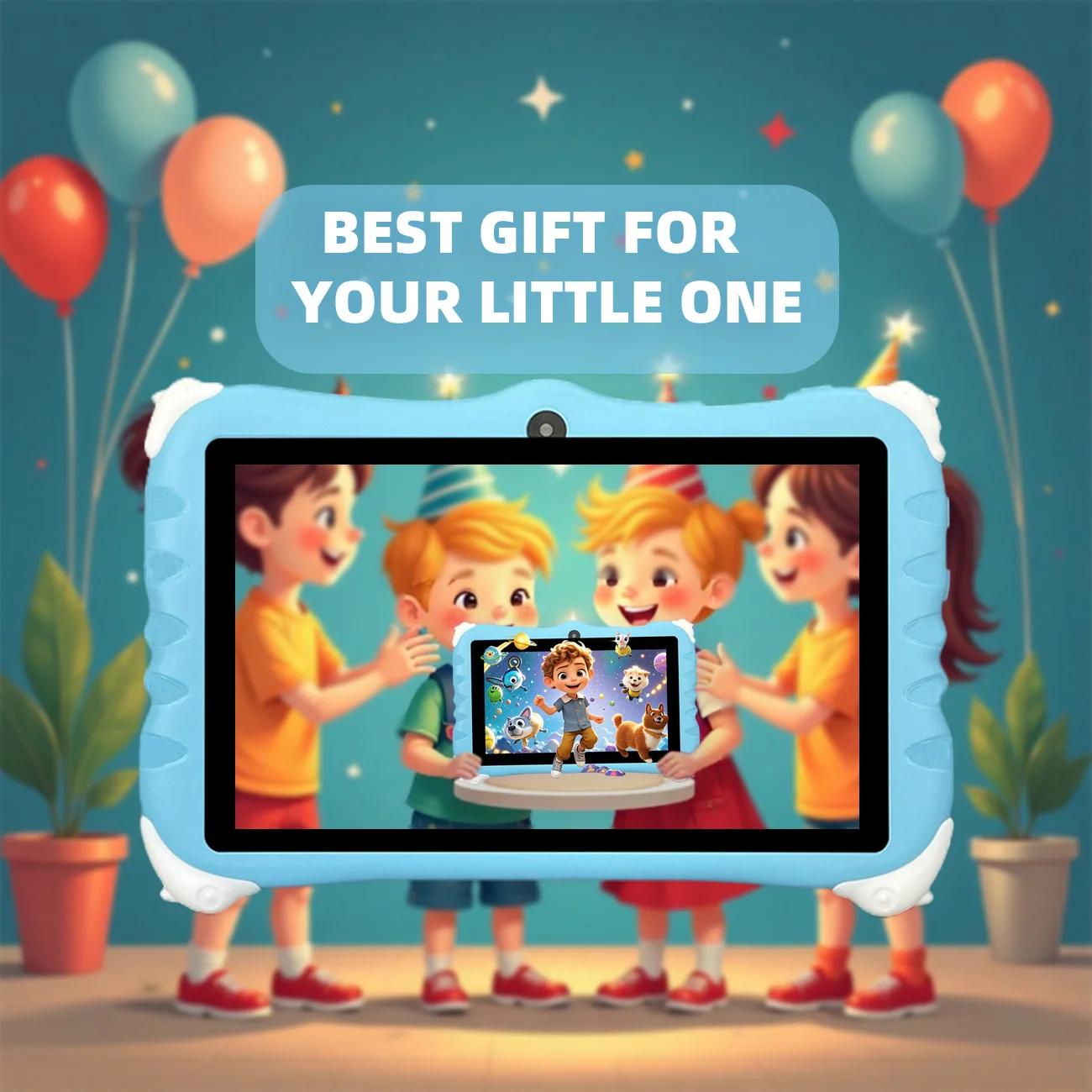 Tablet per bambini Tablet Android 12 Tablet da 7 pollici doppia fotocamera Giocattoli educativi per l'apprendimento Regali per bambini Ragazzi Ragazze (Rosso \ Blu)