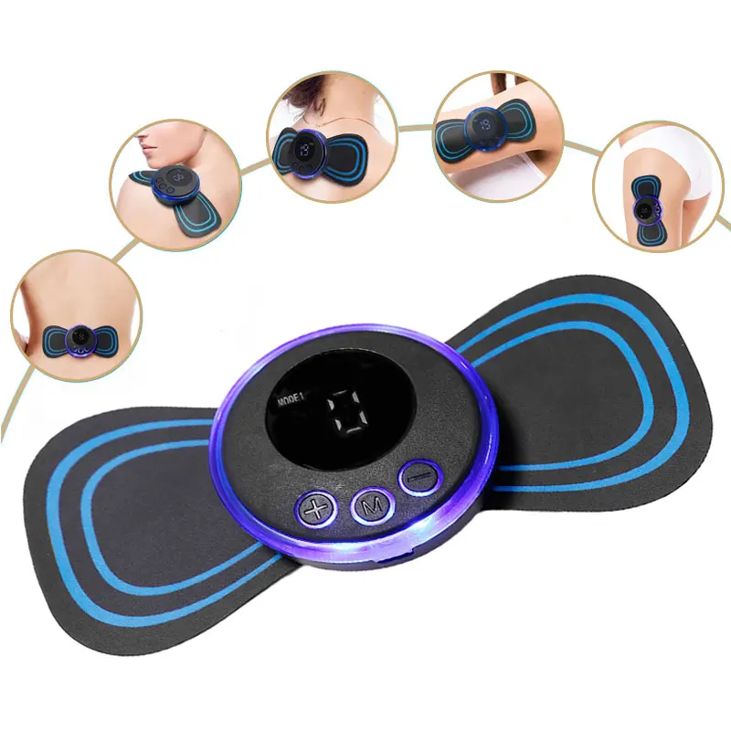 8 Modes LCD Display EMS Neck Electric Massager Patch Pulse Muscle Stimulator Pad Relieve Fatigue Cervical Massage Rechargeable