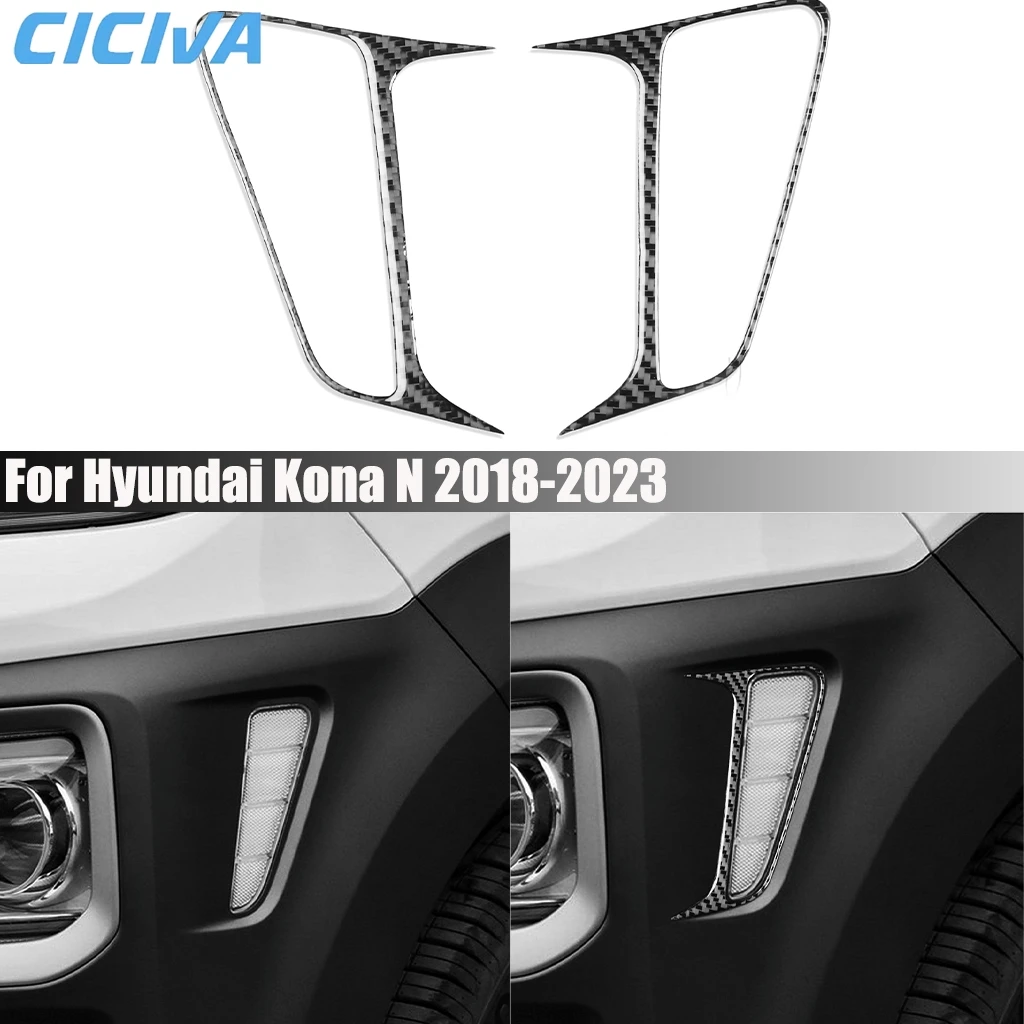 

Carbon Fiber Car Accessories Headlights Decorative Panel Exterior Cover Modified Trim Sticker For Hyundai Kona N 2018-2023