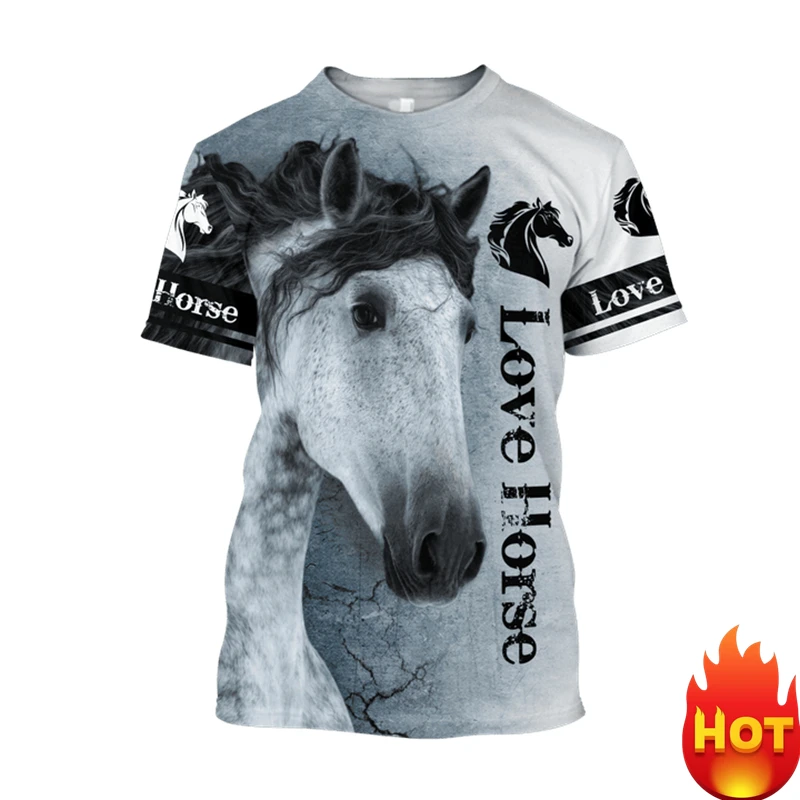 Hot Sale 3D Print Horse Graphic T-Shirt For Men And Women Horse Lover Clothes Summer Harajuku Streetwear Short Sleeve Kids Tops