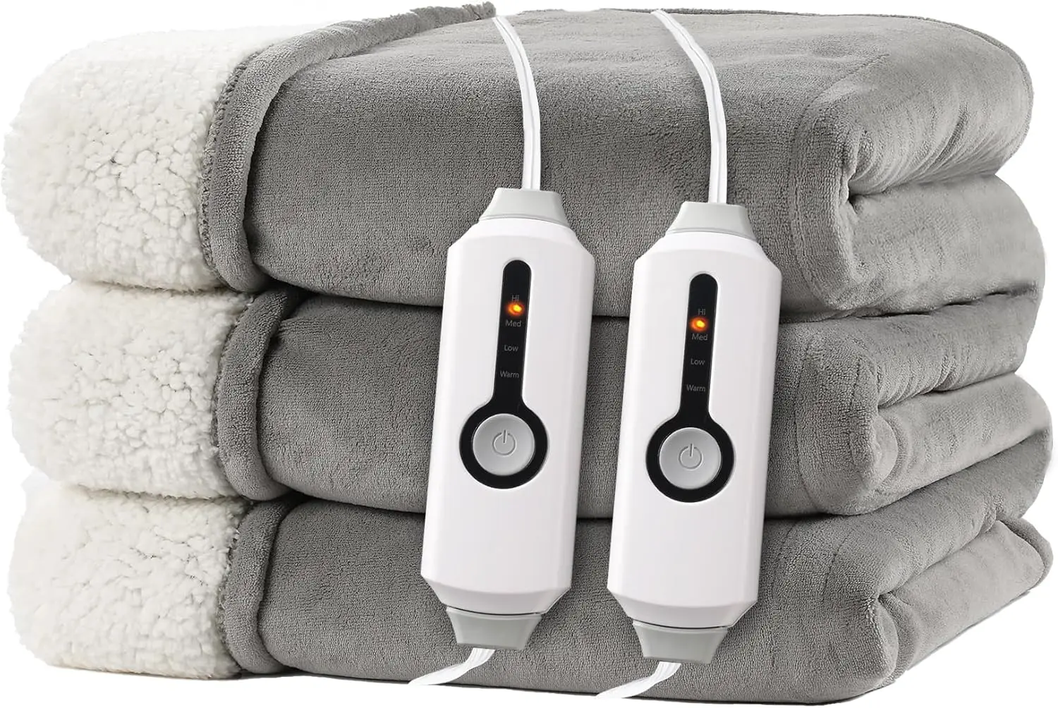 

Electric Heated Blanket Queen Size 84x90, Dual-Sided Microplush & Sherpa, 4 Heat Settings, Auto Off, Machine Washable